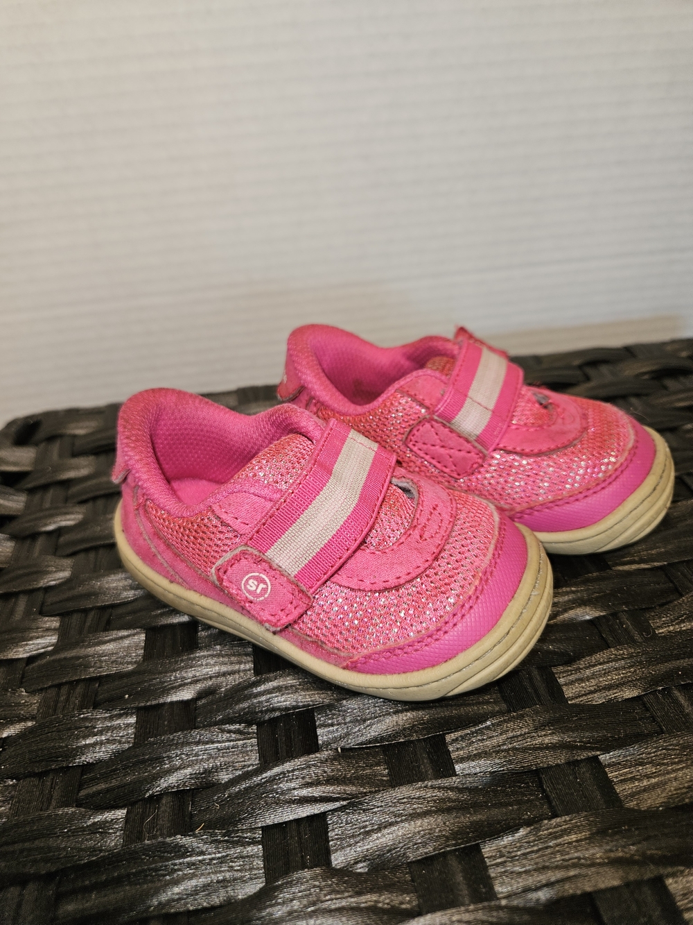 Stride Rite Girls' Pink Glitter Hook-and-Loop Sneakers